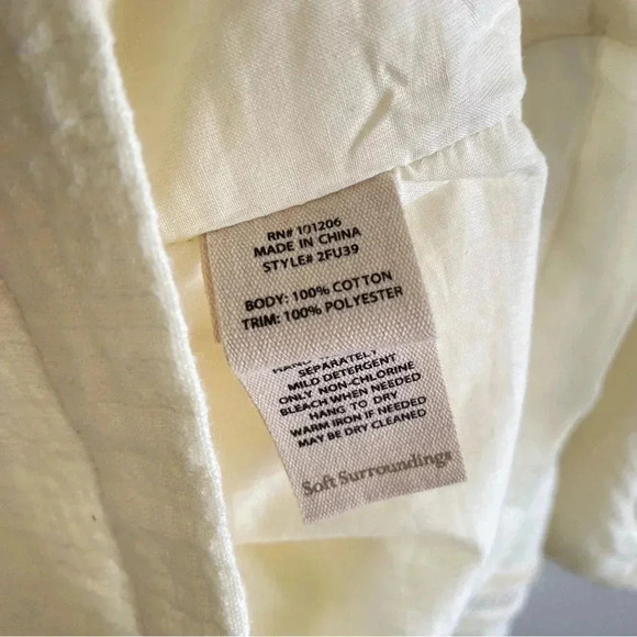 SOFT SURROUNDINGS Women's M Ivory Magnolia Gauze Tunic Top Cottage Blouse - Picture 6 of 12